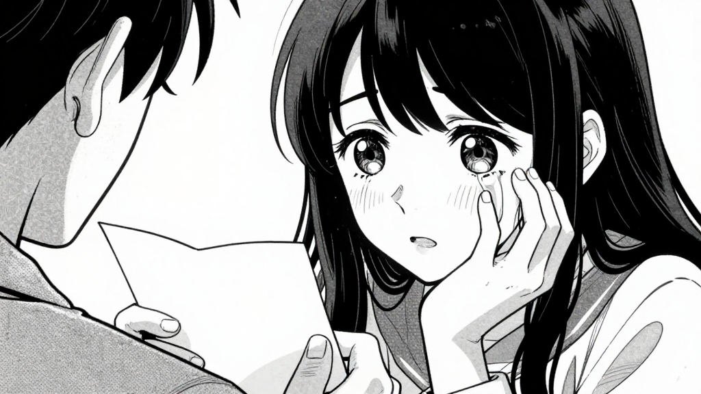 Sarah reads her father’s final note, eyes filling with emotion.