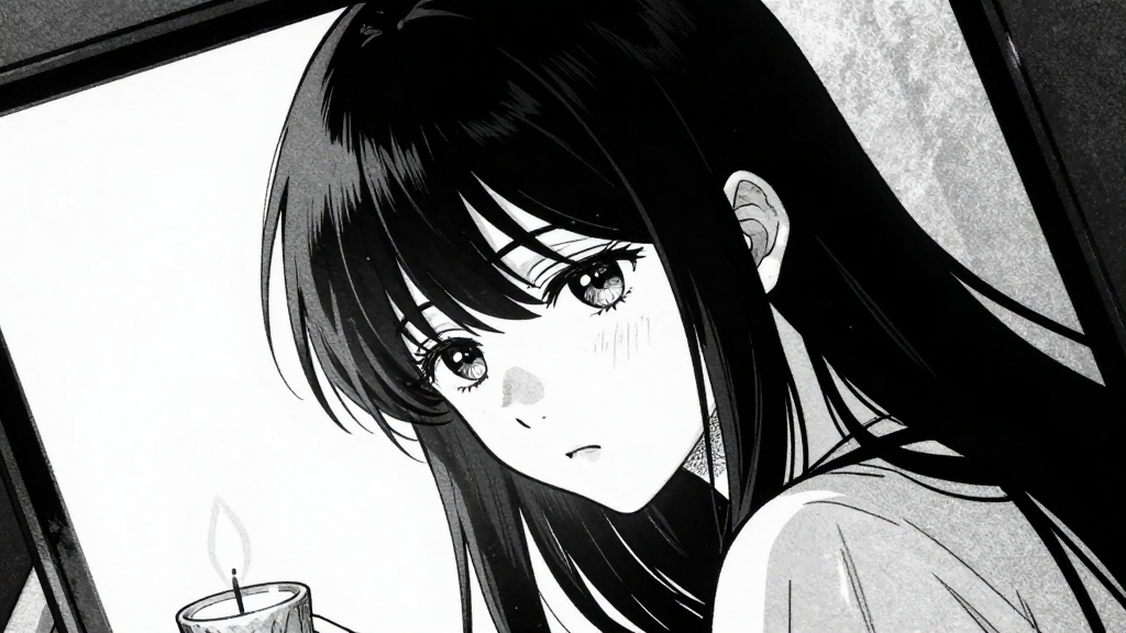 Min-ji’s face is visible as she looks at the painting, her expression unreadable.