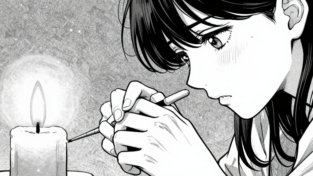 Min-ji’s hands tremble slightly as she paints the final details.