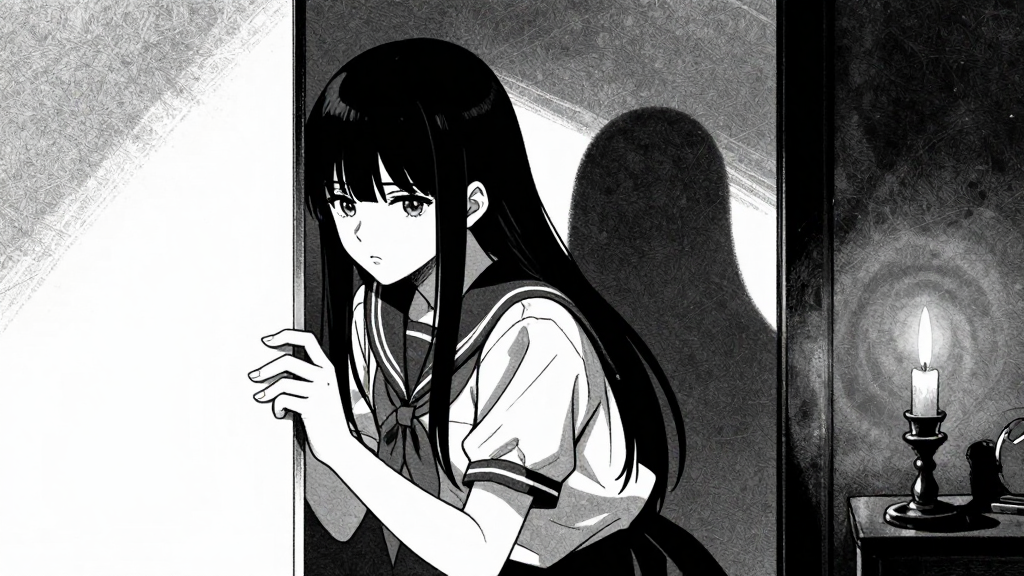 Min-ji slides the painting behind the false panel, her face shadowed.