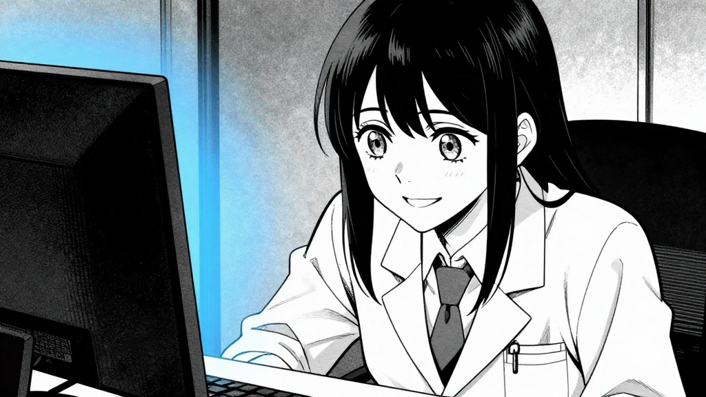 Dr. Lila enters, smiling unsettlingly as she approaches the desk.