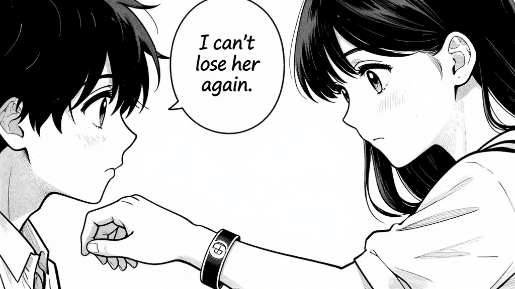 Amara looks at Zara’s medical bracelet, internal thought: *I can’t lose her again.*