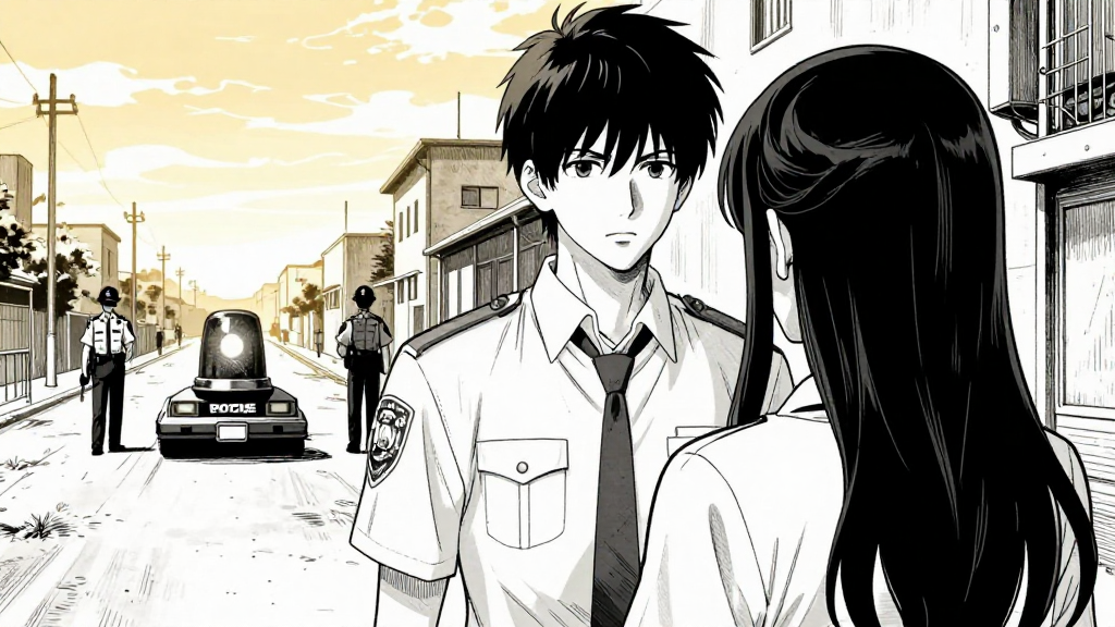 Elias faces Nadia. Police sirens approach in the distance.