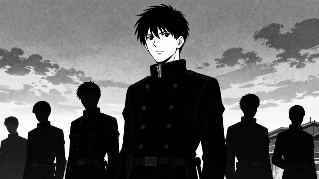 Melchior’s soldiers are silhouetted against the cold, steel-gray sky of the Gray Harbor.