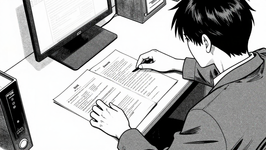 Mae stands at the desk, her hand on the reports. Arthur is focused on the desk.