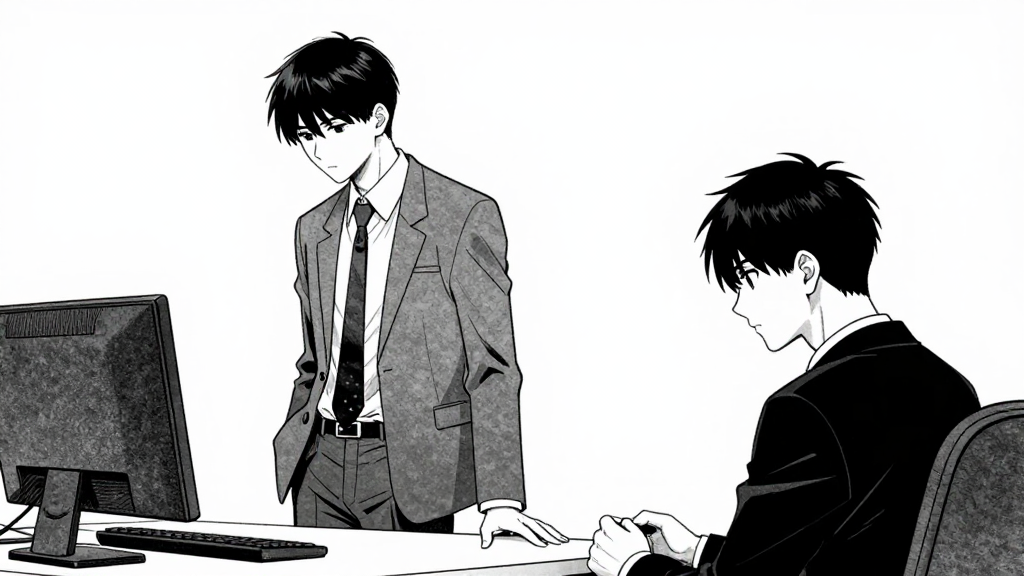 Mae stands at the desk. Arthur looks down. The lawyer sits silently.