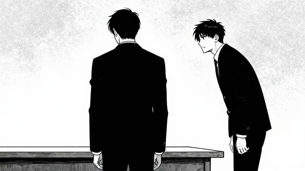 Blackwood stands rigid, back to the table, as d'Éon moves toward him.