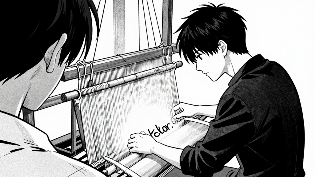 Elara sits at the loom, hands moving. Kaelen whispers her name. The tapestry glows faintly.