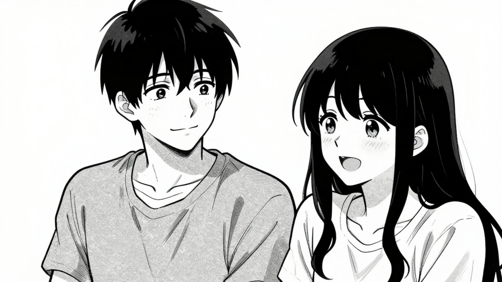 Kai smiles as Aria laughs, eyes full of compassion.