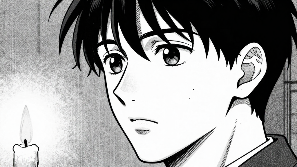 Viktor’s face as he recalls his past, eyes distant.