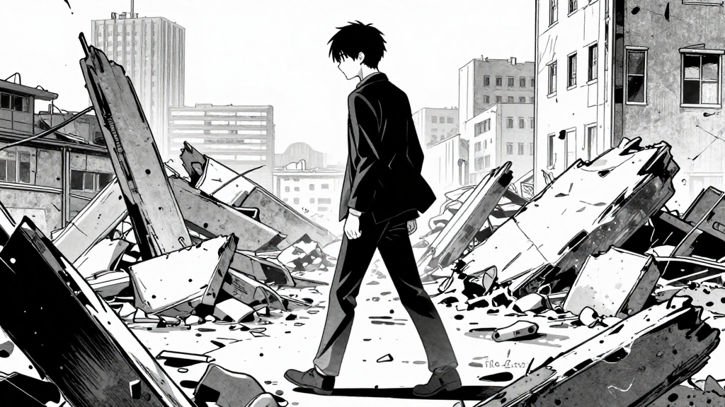 Kaelo walks through the wreckage, the world changing around him.