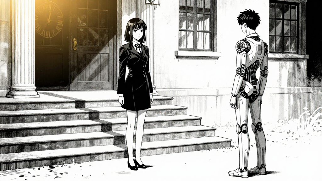 Blackwood steps between Clara and Elias, the automaton watching silently.