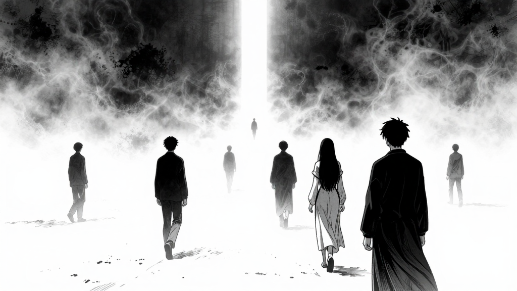 The mist swirls as souls begin to move toward the Spirit Threshold in the distance.