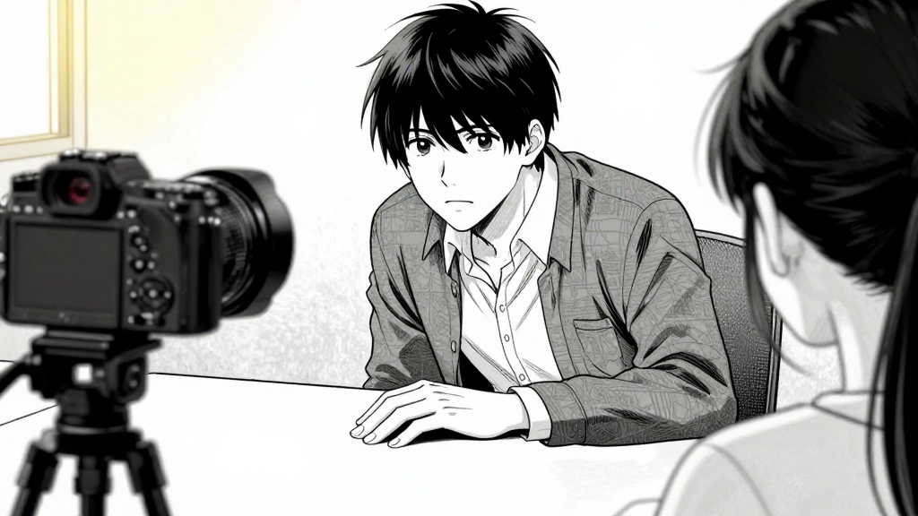 David leans in, hand on table, camera from Amara’s perspective.