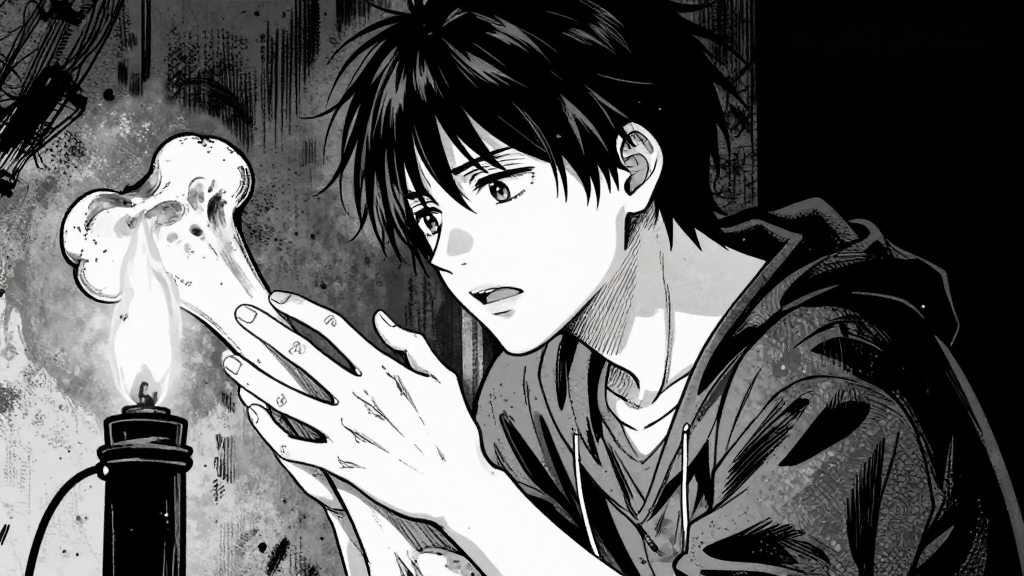 Marcus enters, trembling, hands over the stolen bone.