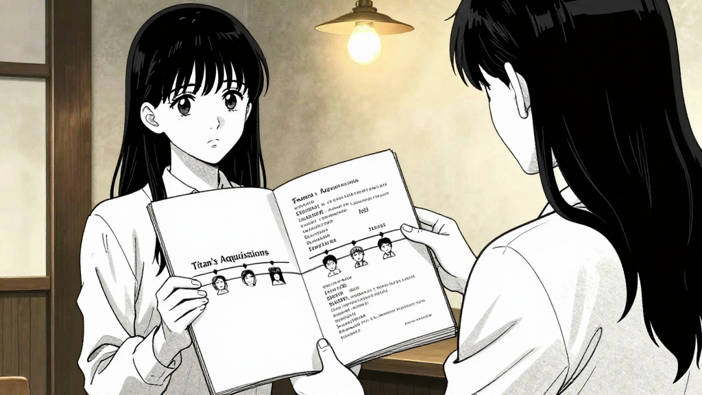 Marcus and Eleanor standing together now. Eleanor hands him a thin manila folder. Marcus opens it to reveal timeline of Titan's acquisitions—each death matching a studio head who refused to sell.