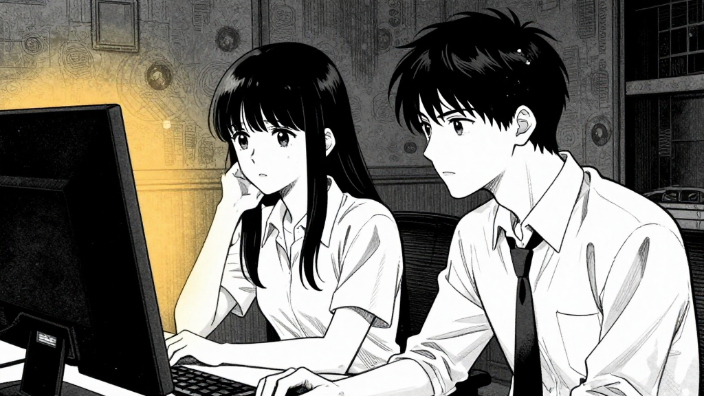 Elena and Marcus looking at the screen, ready to act.