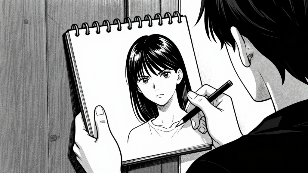 Eleanor closes her sketchbook and turns toward the door.