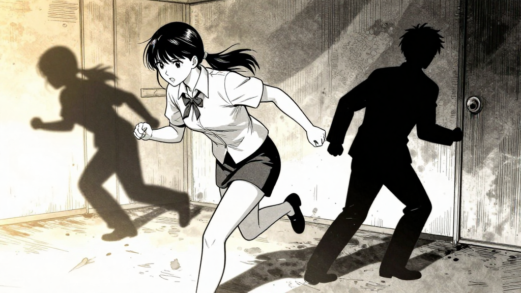 Clara and Silas run from the basement, pursued by Vora’s shadow.