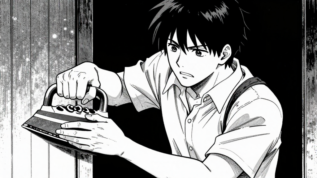 Silas slides the toshing iron into the lock, his face tense.