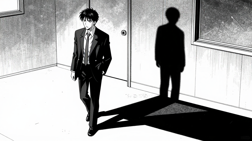 Henri turns to leave, his shadow stretching across the room.