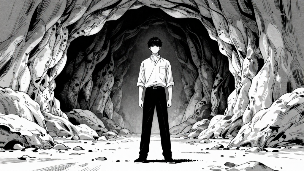 Zhao Han stands in the sect, sensing the disturbance from the cave.
