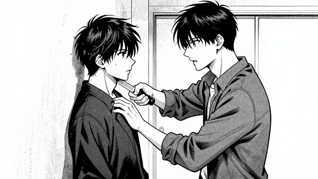 Angelo’s men pin Rose against the wall. One holds a knife at her throat.