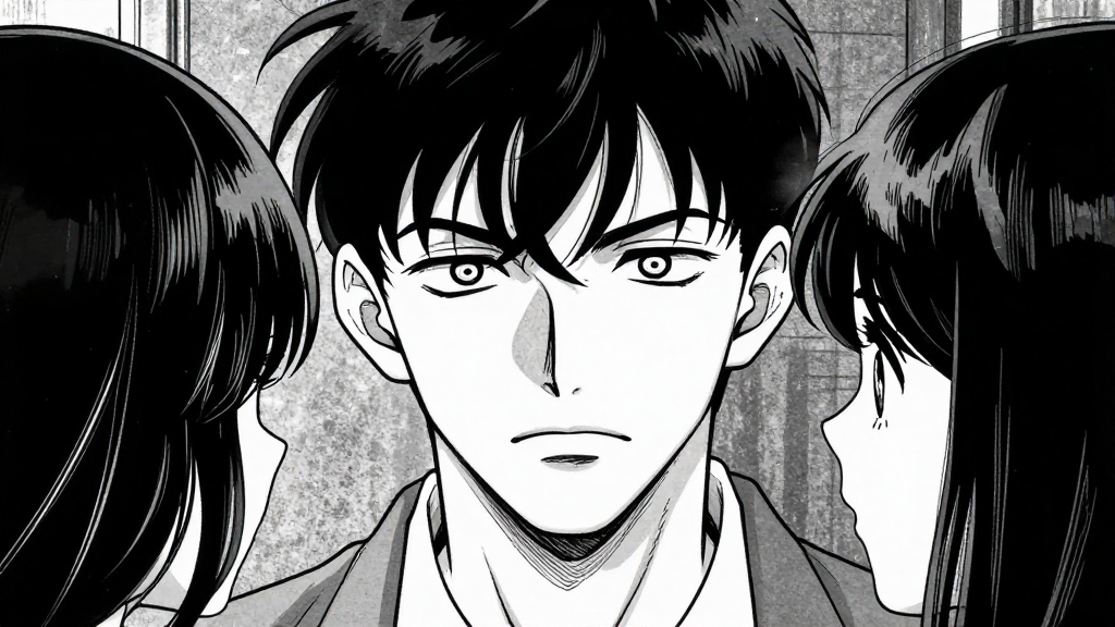 Angelo’s smug face as he watches Rose, eyes full of contempt.