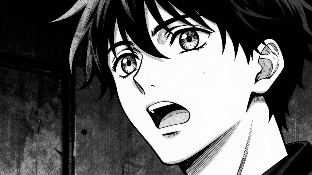 Erik’s face is illuminated by the flickering light as Aldric’s voice echoes from the depths.