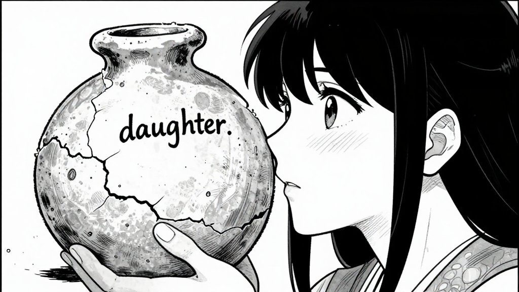 The Steward’s ancient clay form crumbles as it whispers “daughter.”