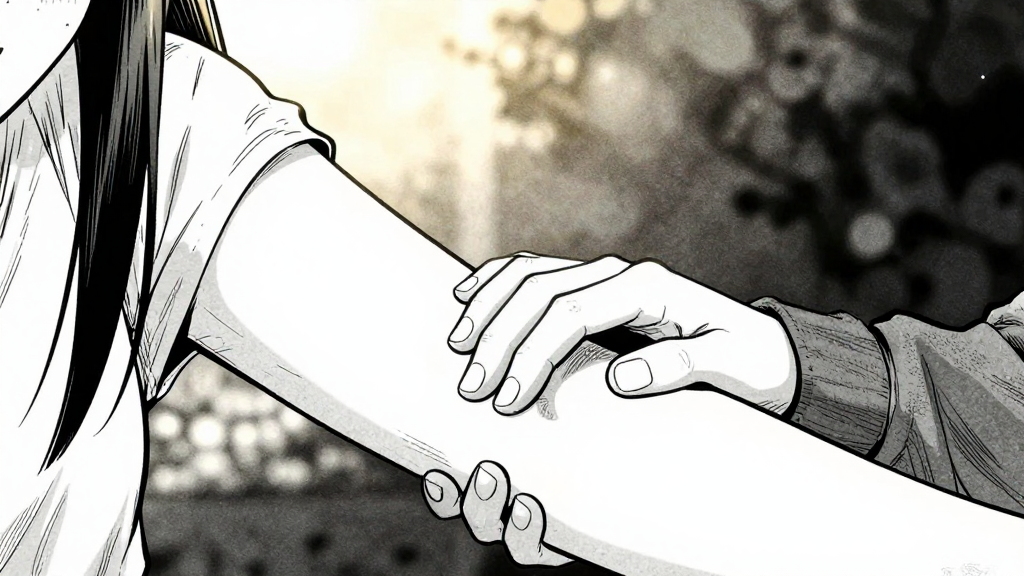 Kora’s hand reaches out, touching Maya’s arm with reassurance.