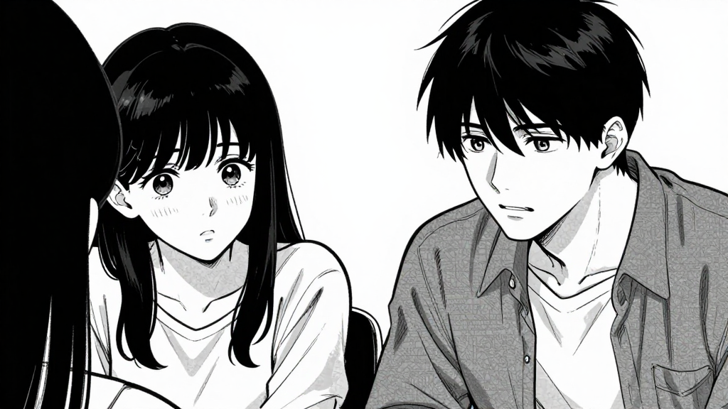 Sara and Marcus in conversation, both leaning forward with intensity.