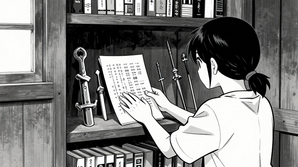 Yuki places the papers on the ancestor shelf, the family’s old sword fittings gazing silently.