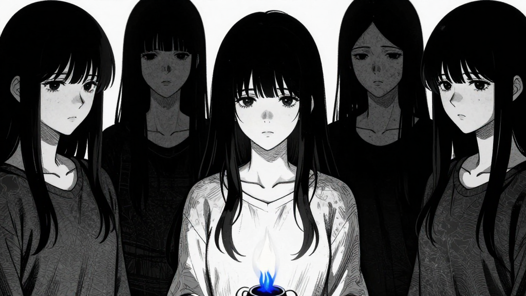 Voices of missing women rise from the shadows, their faces barely visible.