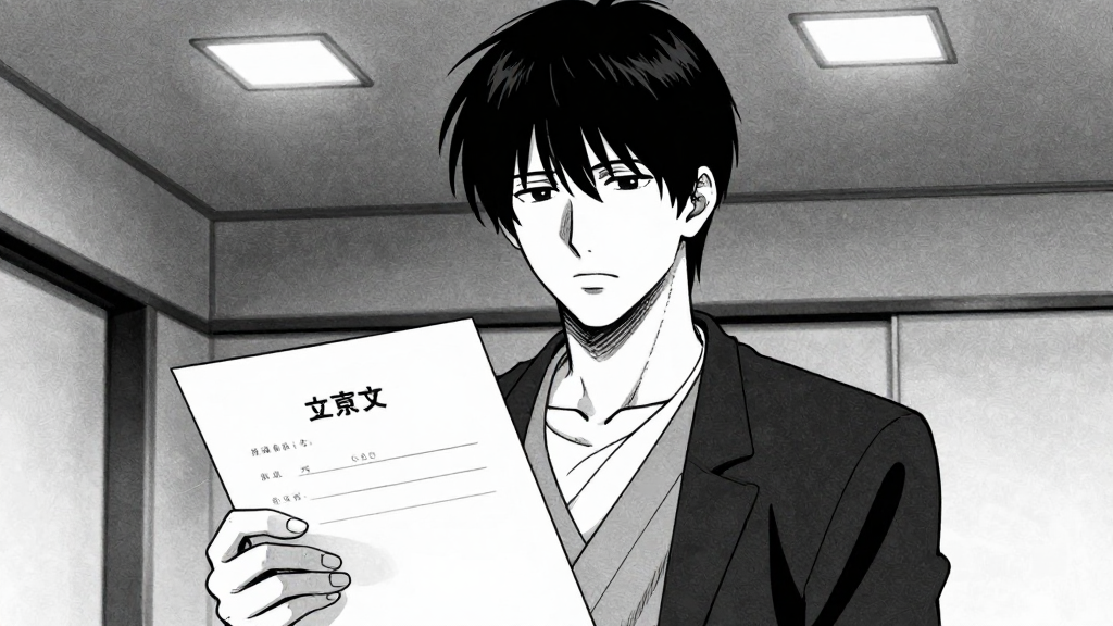 Sato presents an appointment letter to Kenshin, expression neutral.