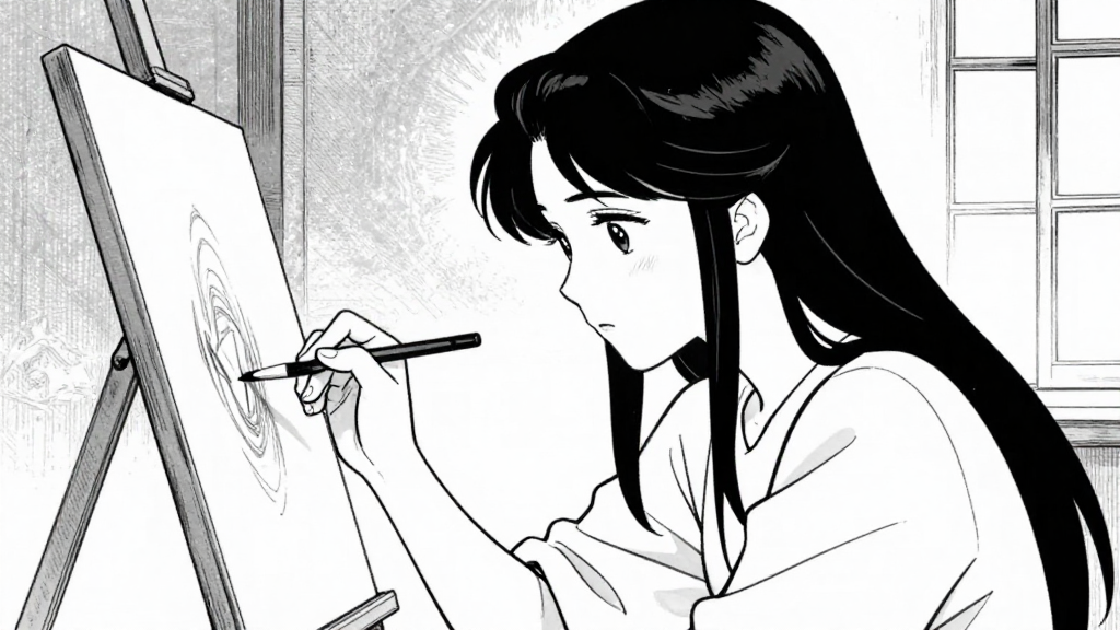 Marie watches Foujita paint with supernatural clarity and precision.