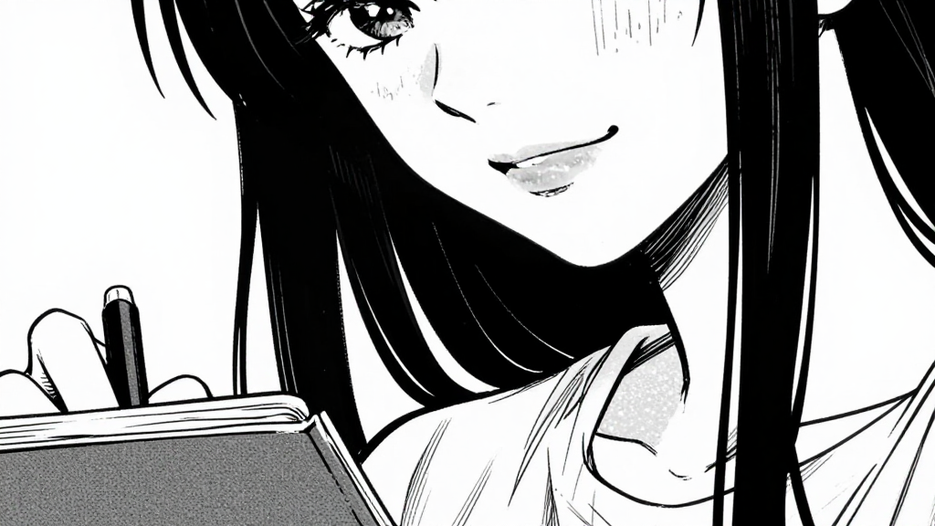 Lila’s lips curve into a detached smile as she takes notes.