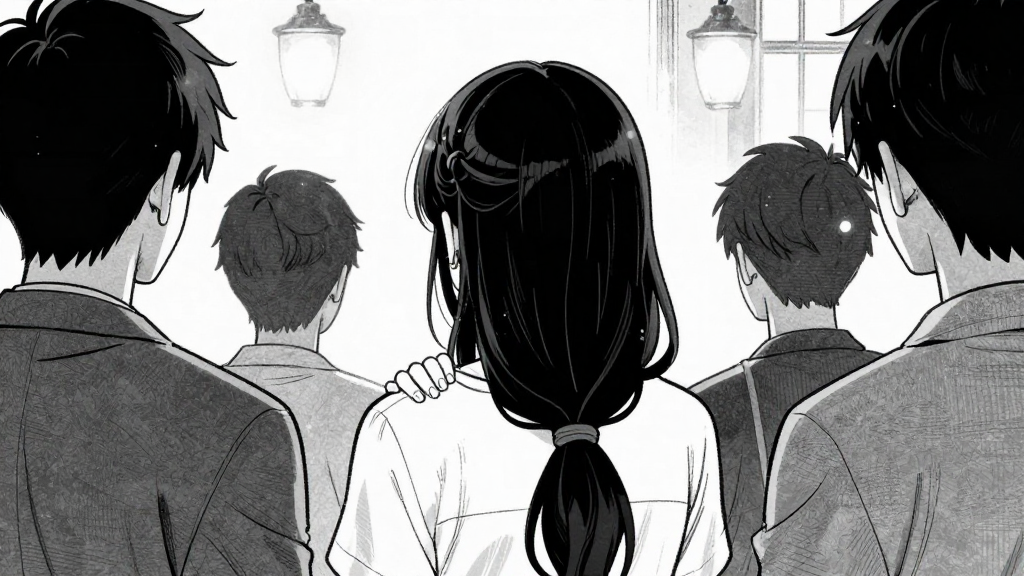 Aria’s posture softens, the group watching in silence.