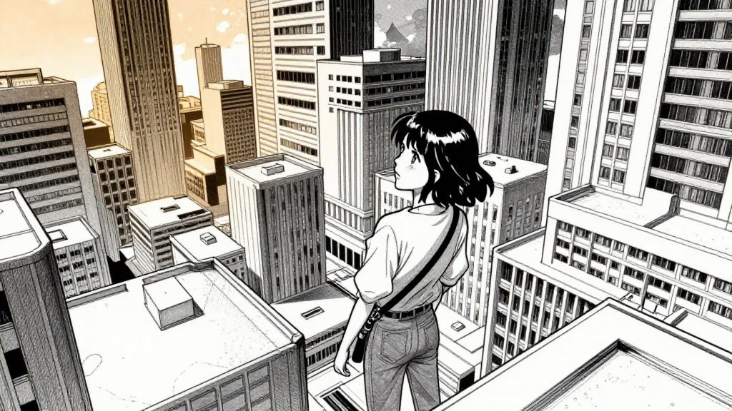 Elena lands in the Overlap Zone, surrounded by shifting architecture.