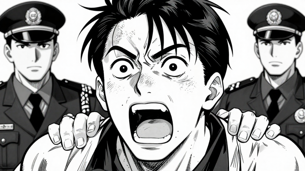 Angelo’s face is twisted in rage, shouting in Italian as federal agents restrain him.