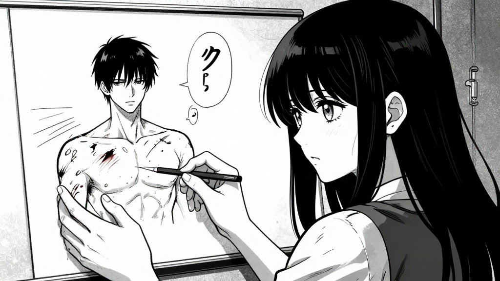 Aria shows a chart of a dead fighter, avatar damage matching real wounds.