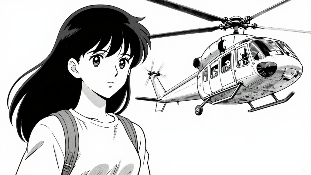 Tenzing warns Maya as the helicopter approaches.