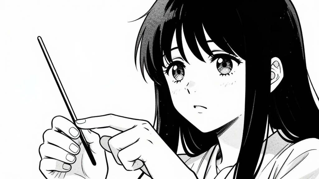 Yuki’s hands hover over the chashaku, eyes distant.