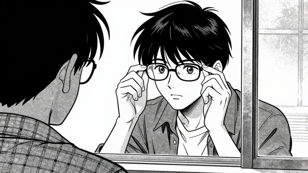 Ólafur watches from his window, cleaning his glasses thoughtfully.