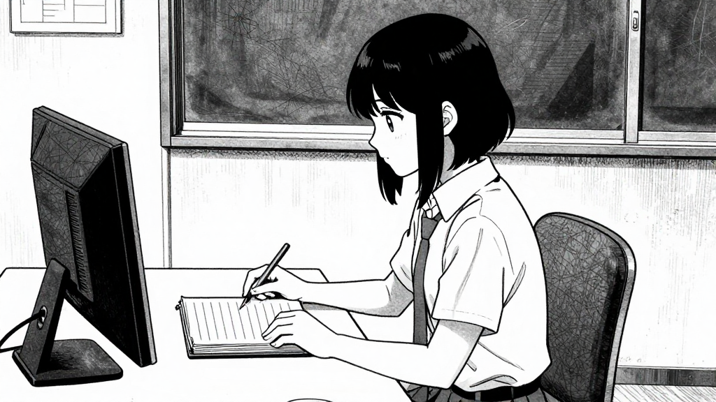 Elisabeth sits at Weber’s desk, staring at the closed ledger.