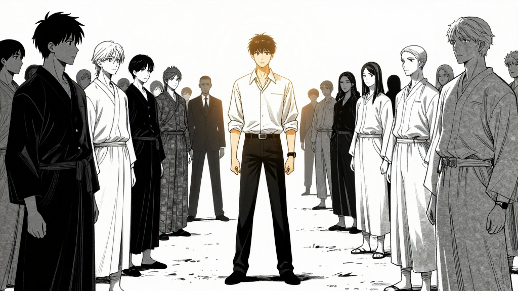 Min-jun stands between the spiritual army and the crossing souls, resolute.