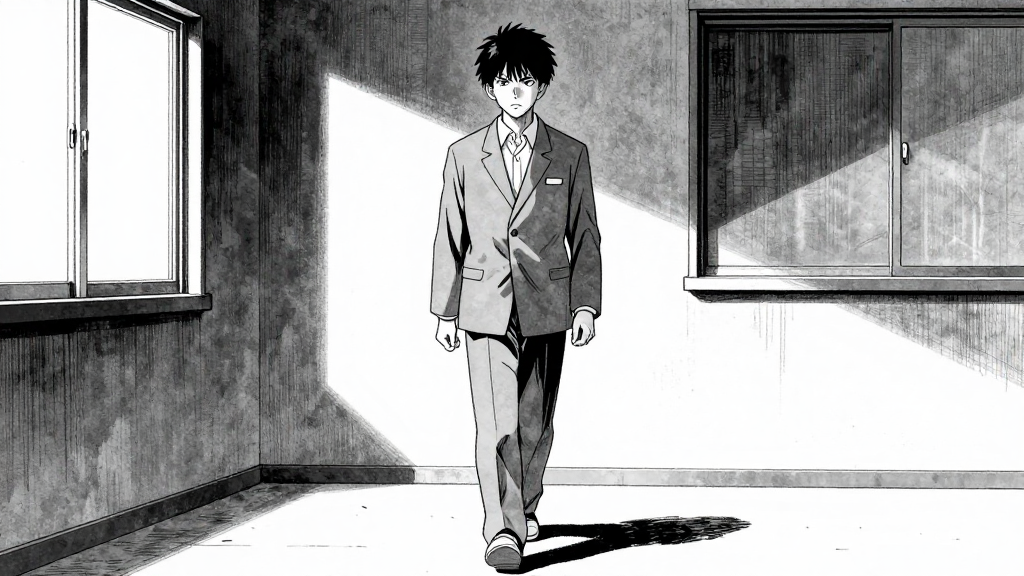 Tetsuya walks out of the clinic, his expression hardened with purpose.