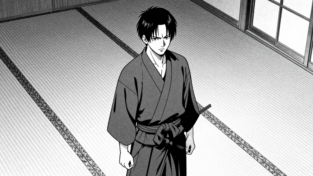 Tetsuya stands, his expression hardened, the tatami mat now intact.