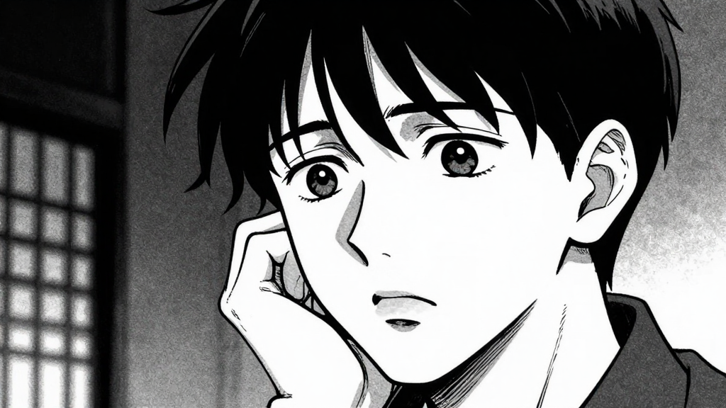 Tetsuya’s face, confused, as he processes Tanaka’s words.