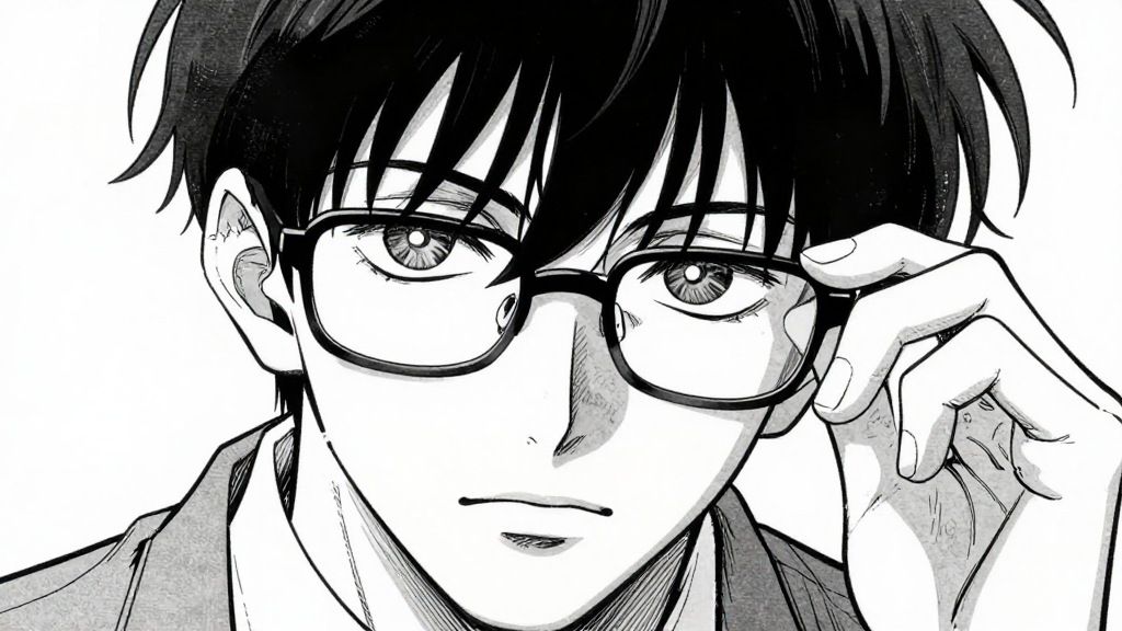 Marcus’s hand moves to polish his glasses, a subtle shift in demeanor.